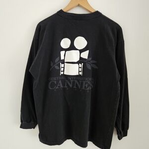 Spirit Black Long Sleeve Cannes Festival Graphic Shirt